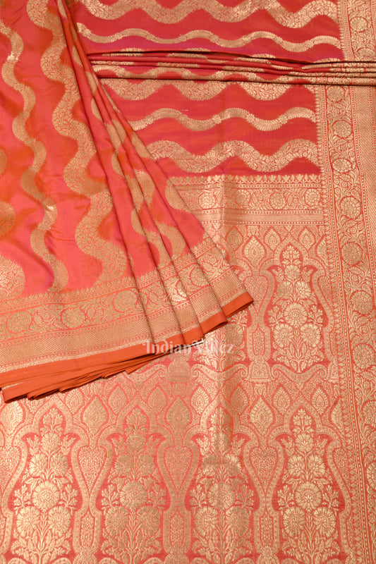  Pink Dual Tone Pure Mashru Satin Silk Banarasi Saree