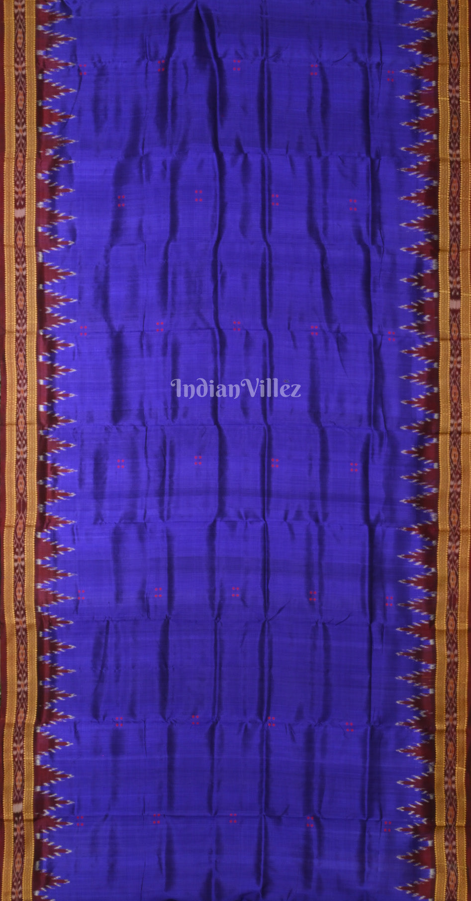 Royal Blue Maroon Kumbha Buti Design Odisha Ikat Khandua Silk Saree