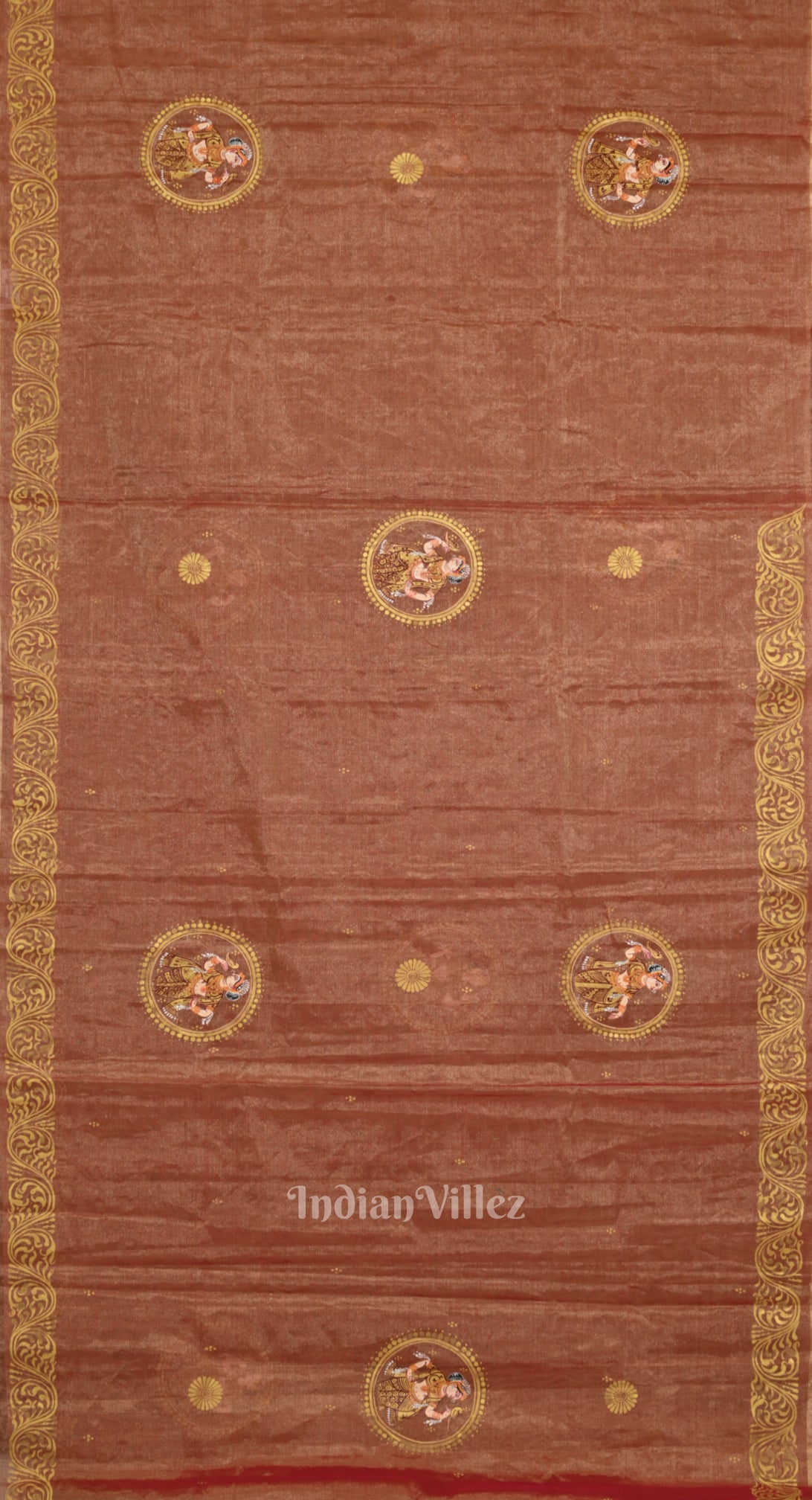 Orange Dual Tone Shringar Ras Hand- Painted Pattachitra Saree