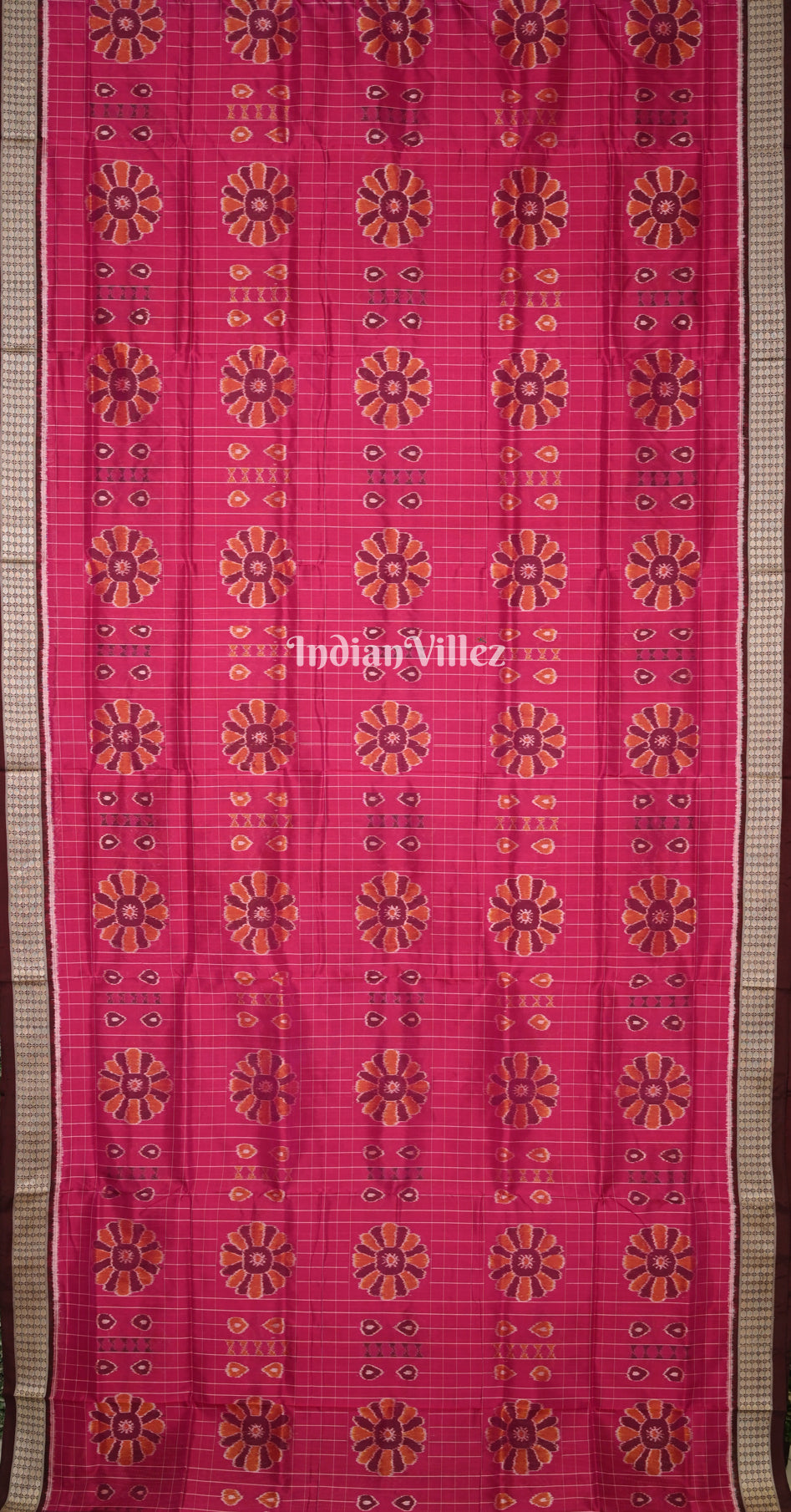 Pink Coffee Baghambari Odisha Ikat sambalpuri Silk Saree 
