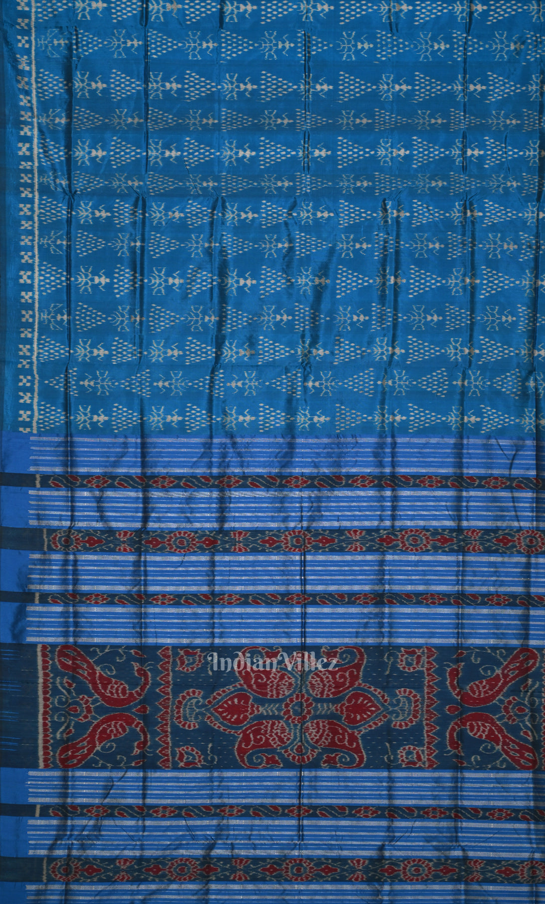 Blue Tribal Theme Odisha Ikat Contemporary Designer Saree
