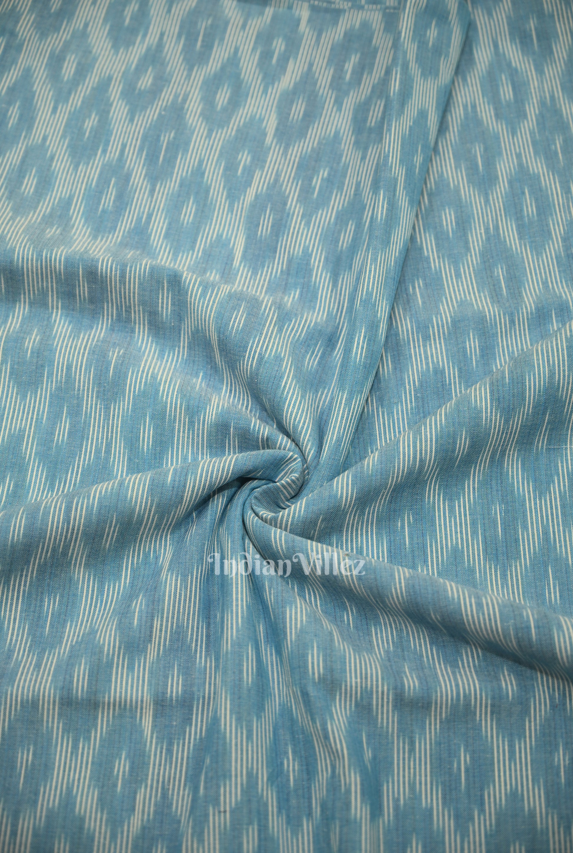 Light Blue Pochampally Ikat Cotton Fabric