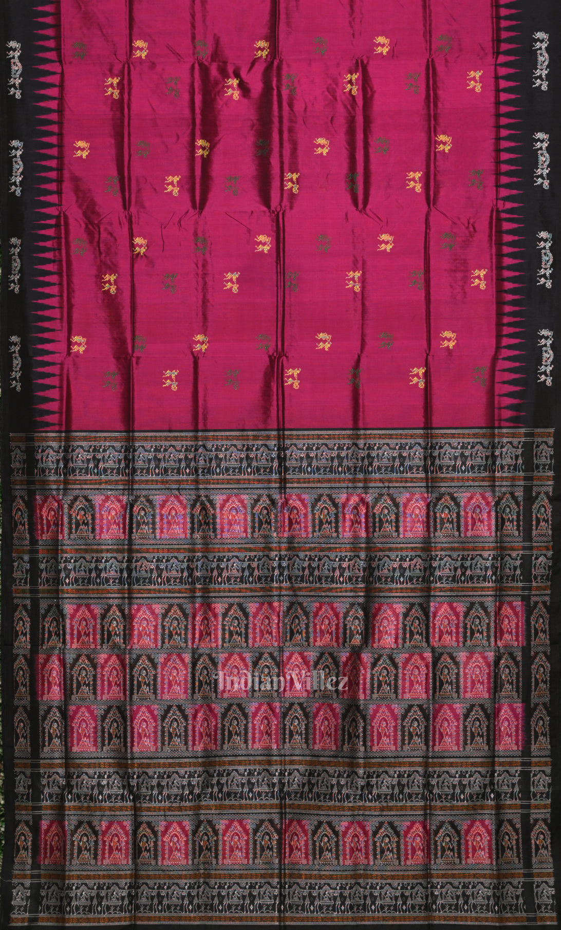 Purple Wine Tribal Doli Sawari Odisha Ikat Bomkai Sambalpuri Silk Saree