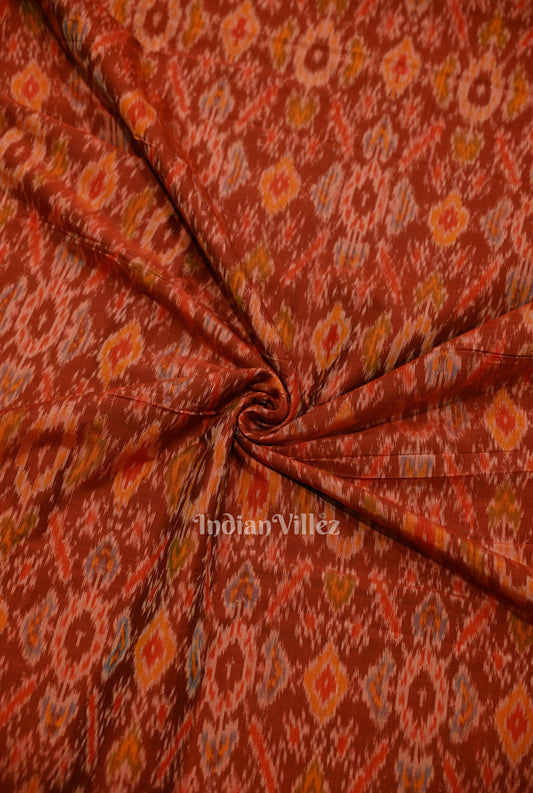 Exclusive Maroon Pochampally Ikat Silk & Cotton (Sico) Fabric 