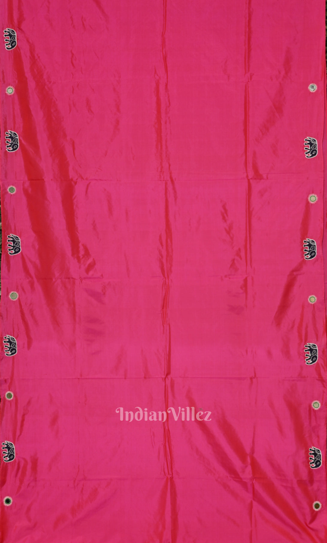 Rani Pink Applique Work Hand Embroidered Saree
