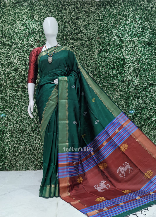 Green Maroon Pure Bishnupuri Silk Saree