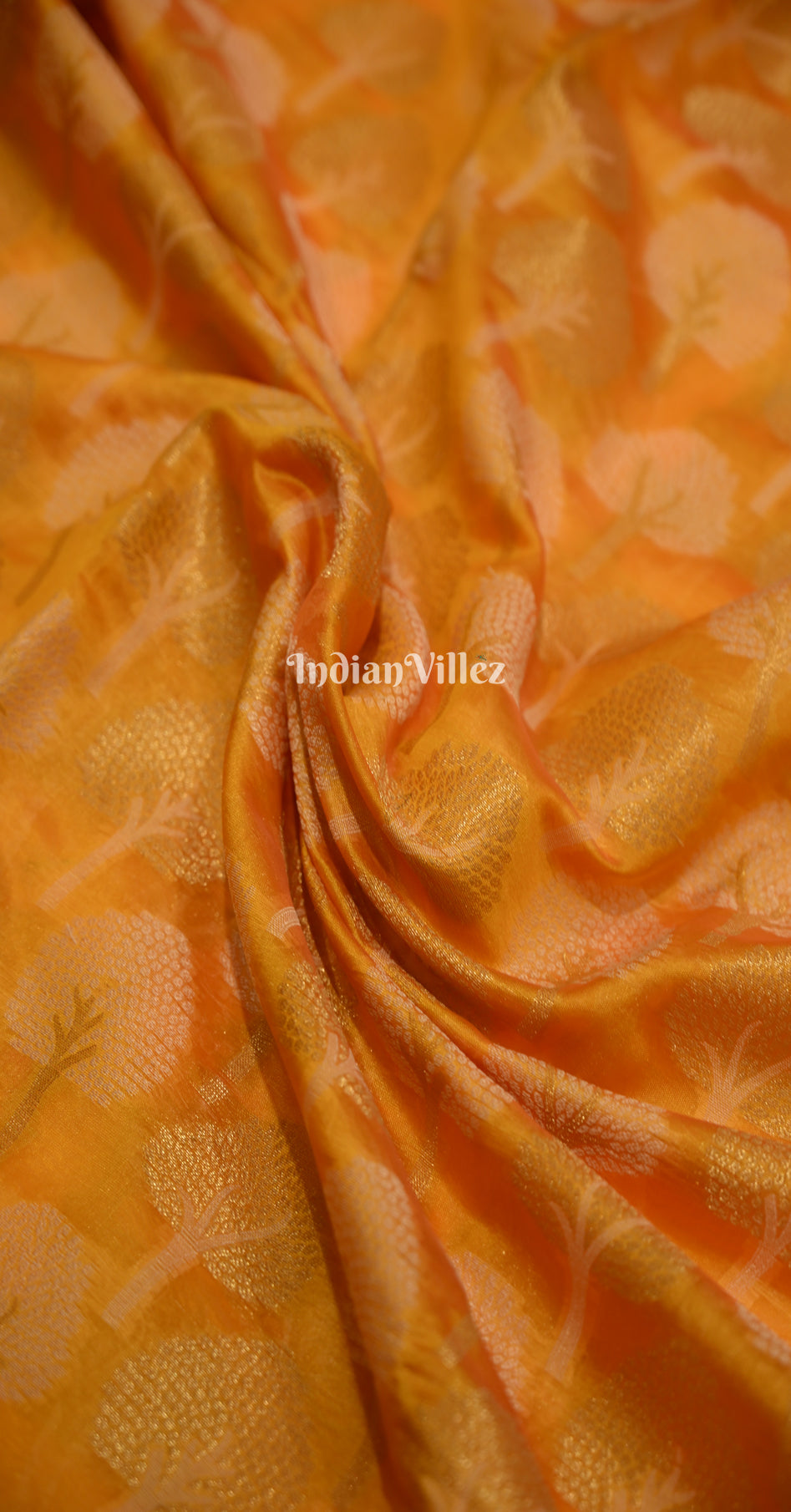 Yellow Red Organza Silk Meenakari Weaving Banarasi Saree 