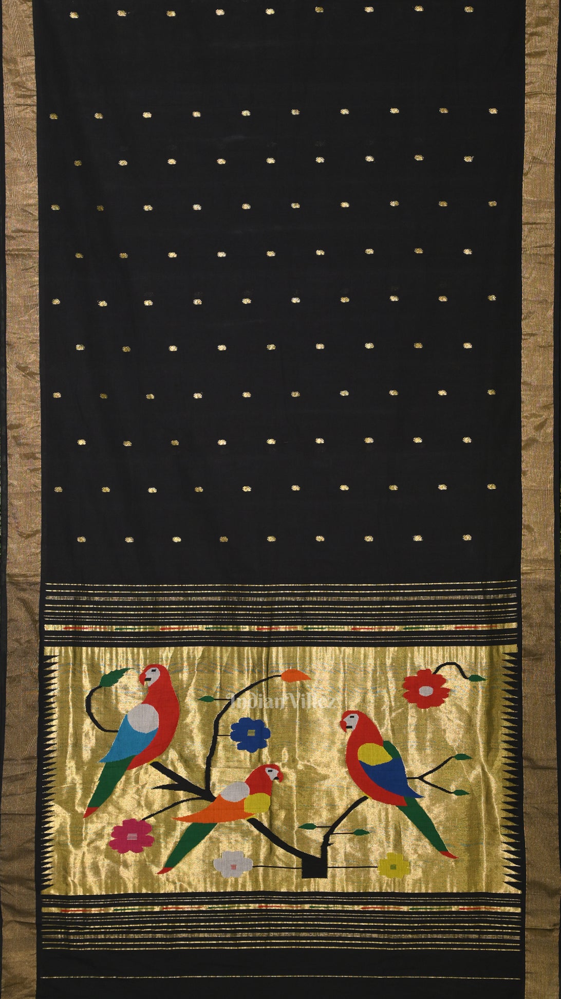 Black Rich Pallu Cotton Paithani Saree 