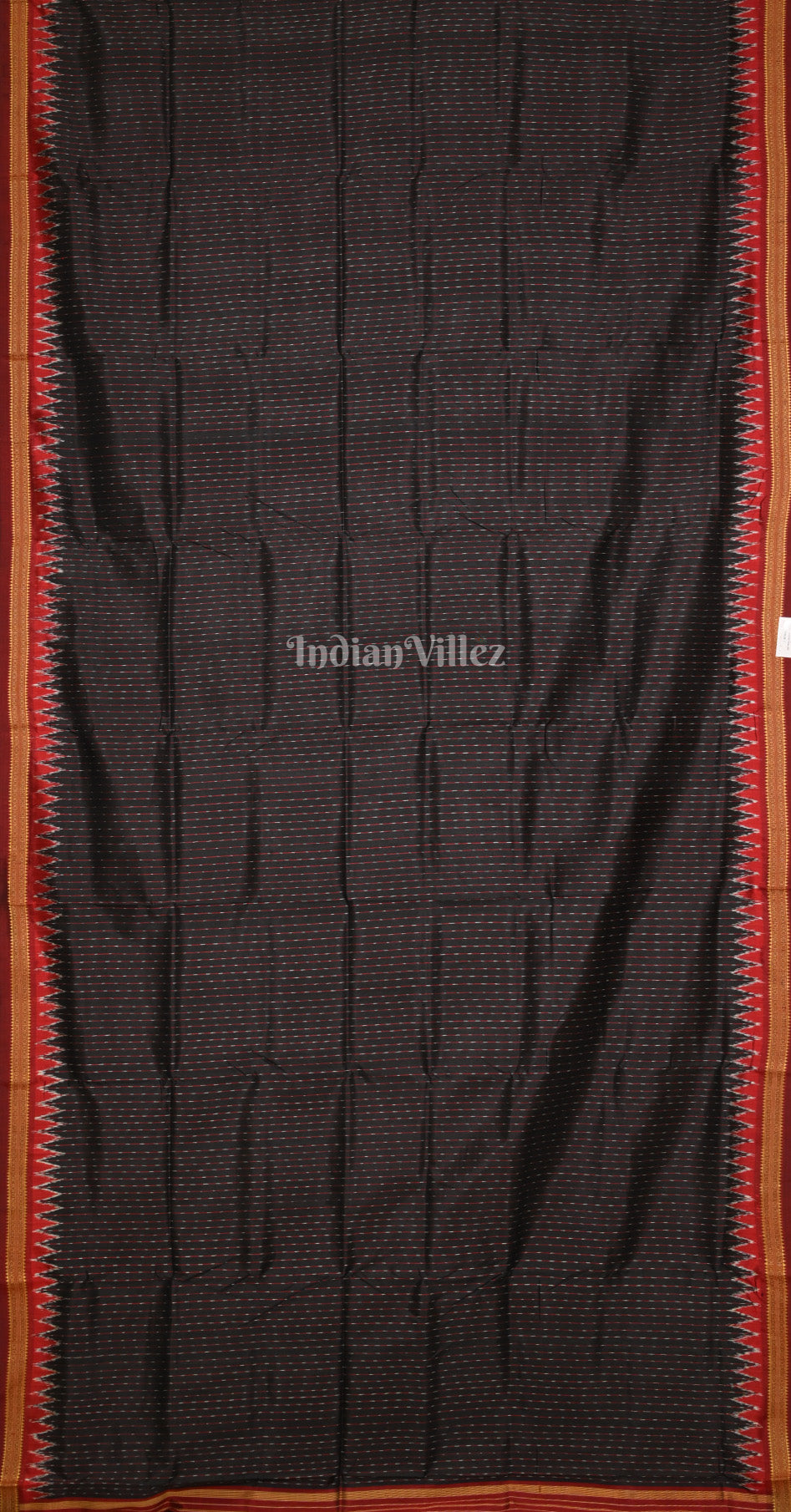 Black Maroon Body Lines Odisha Ikat Khandua Silk Saree 