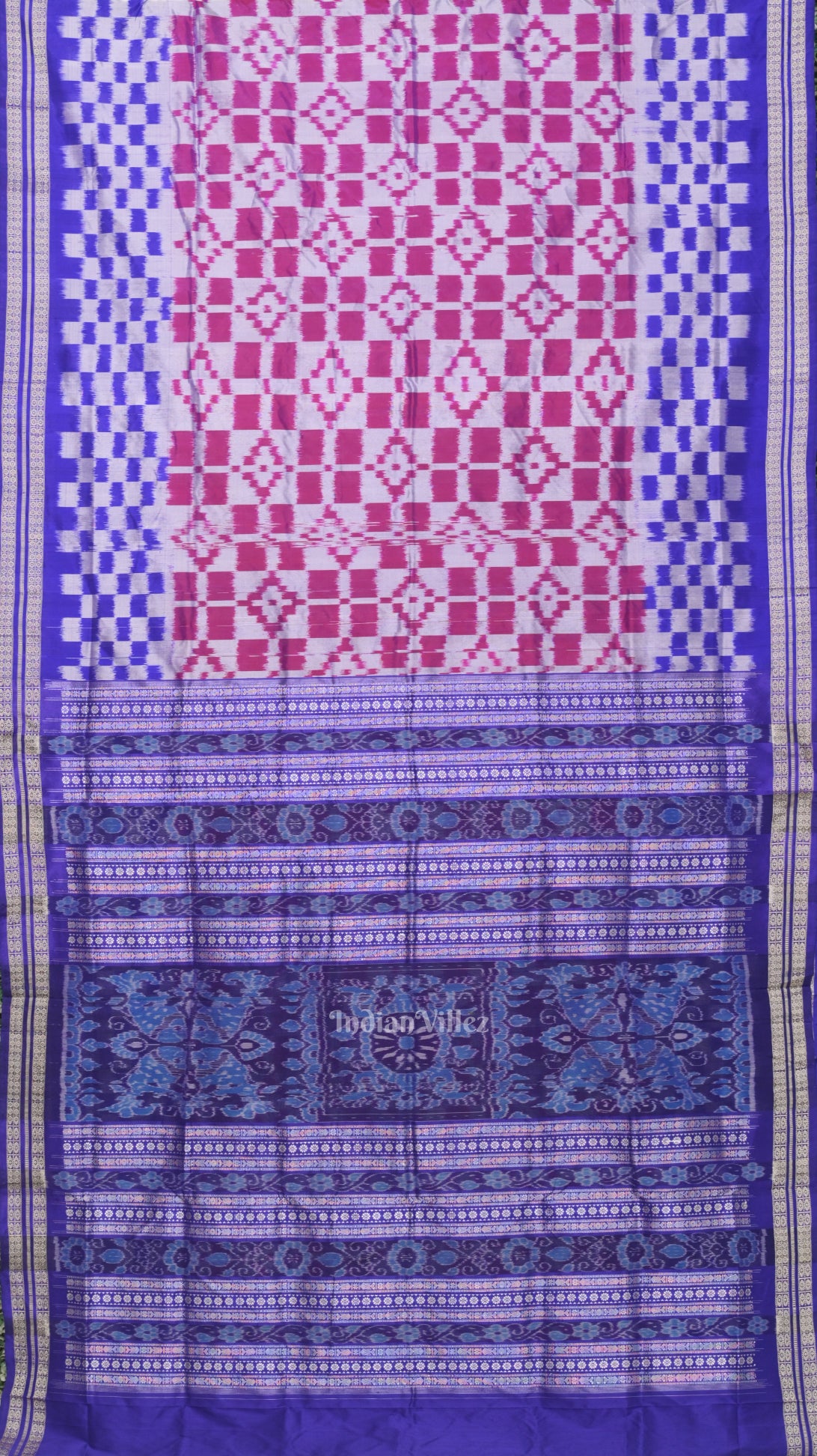  Purple Dual Tone Pasapali Sambalpuri Silk Saree