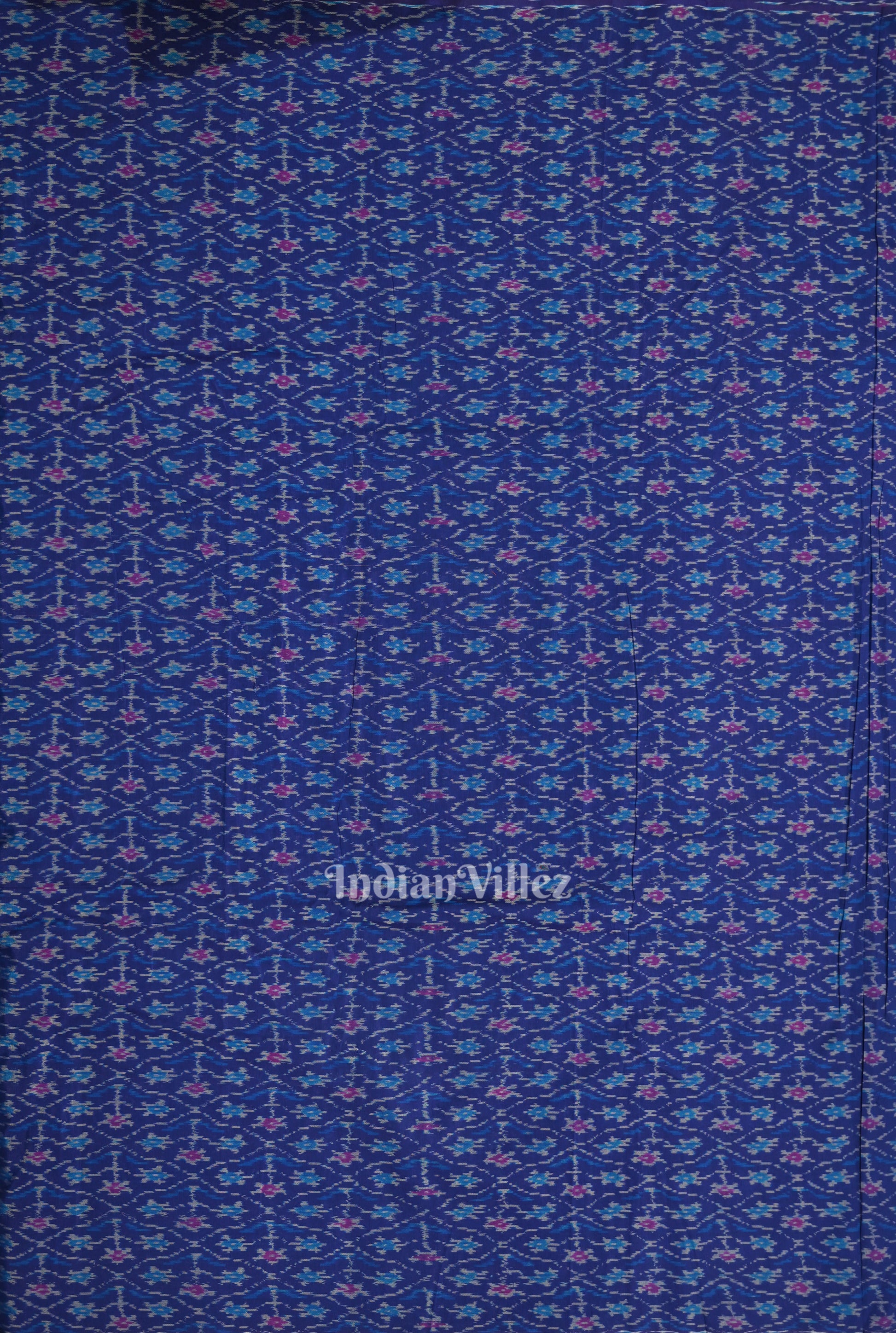 Blue Pochampally Ikat Silk & Cotton (Sico) Fabric