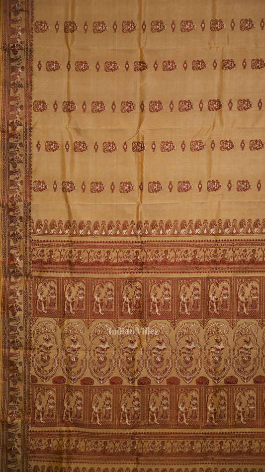 Beige Handwoven Baluchari Silk Saree 