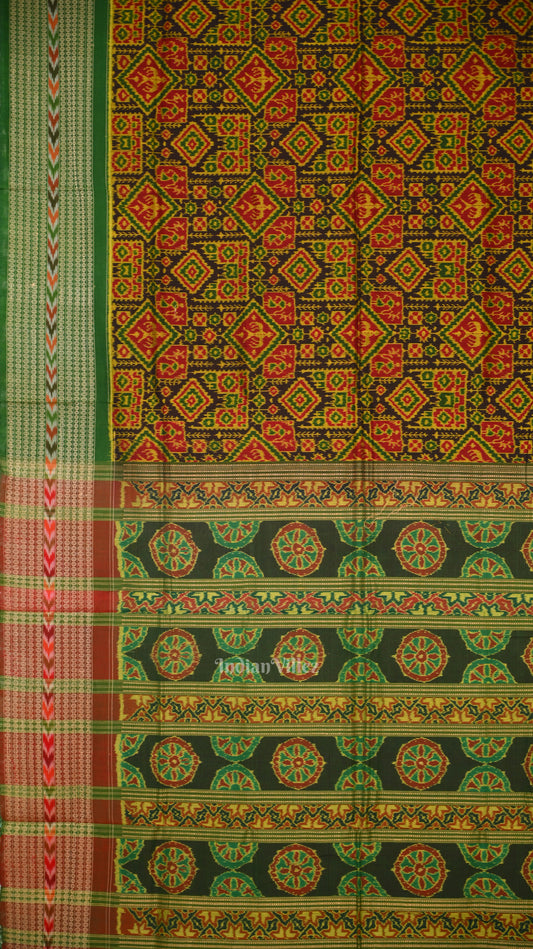 Multi Color Tribal Motif Sambalpuri  Silk * Cotton (Bapta) Saree 