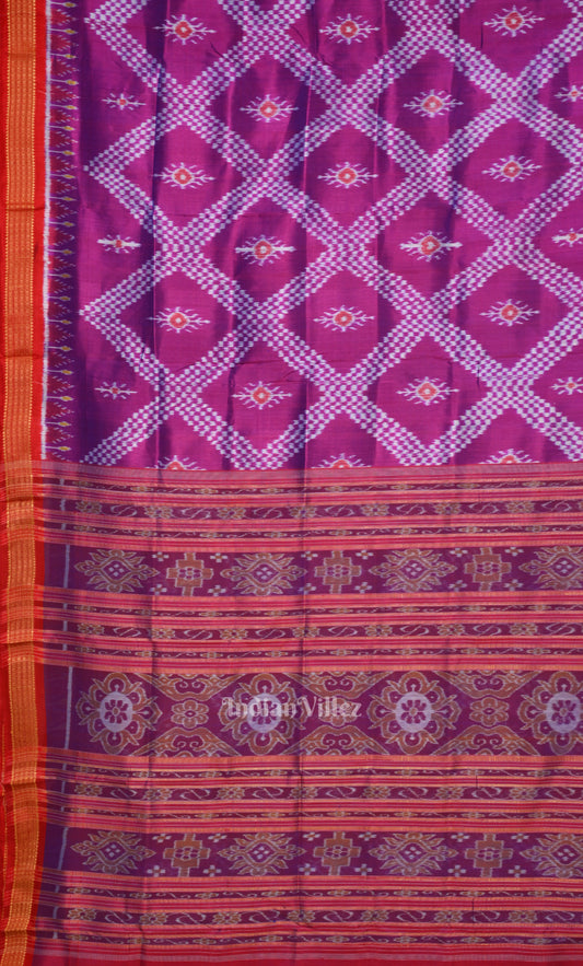 Purple Red Tarabali  Odisha Ikat Khandua Silk Saree