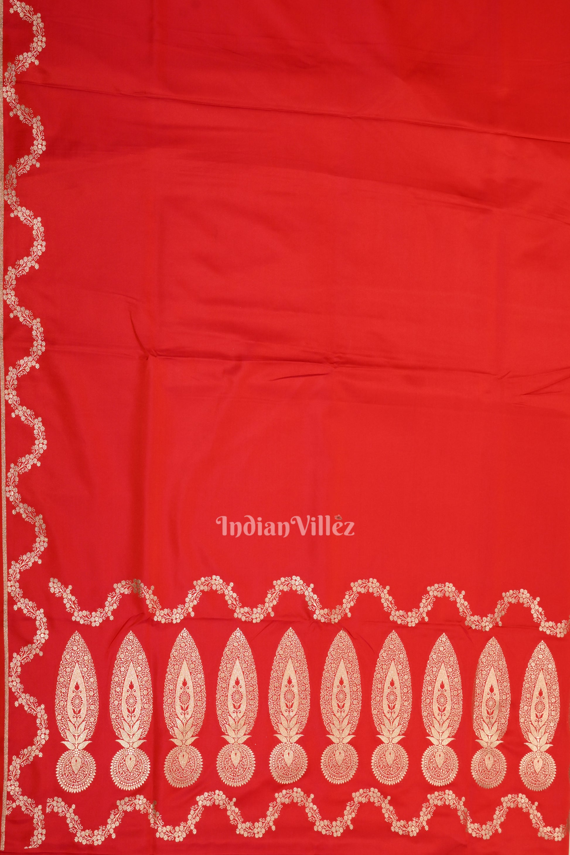 Cherry Red Bridal Soft Pure Mashru Satin Silk Banarasi Saree