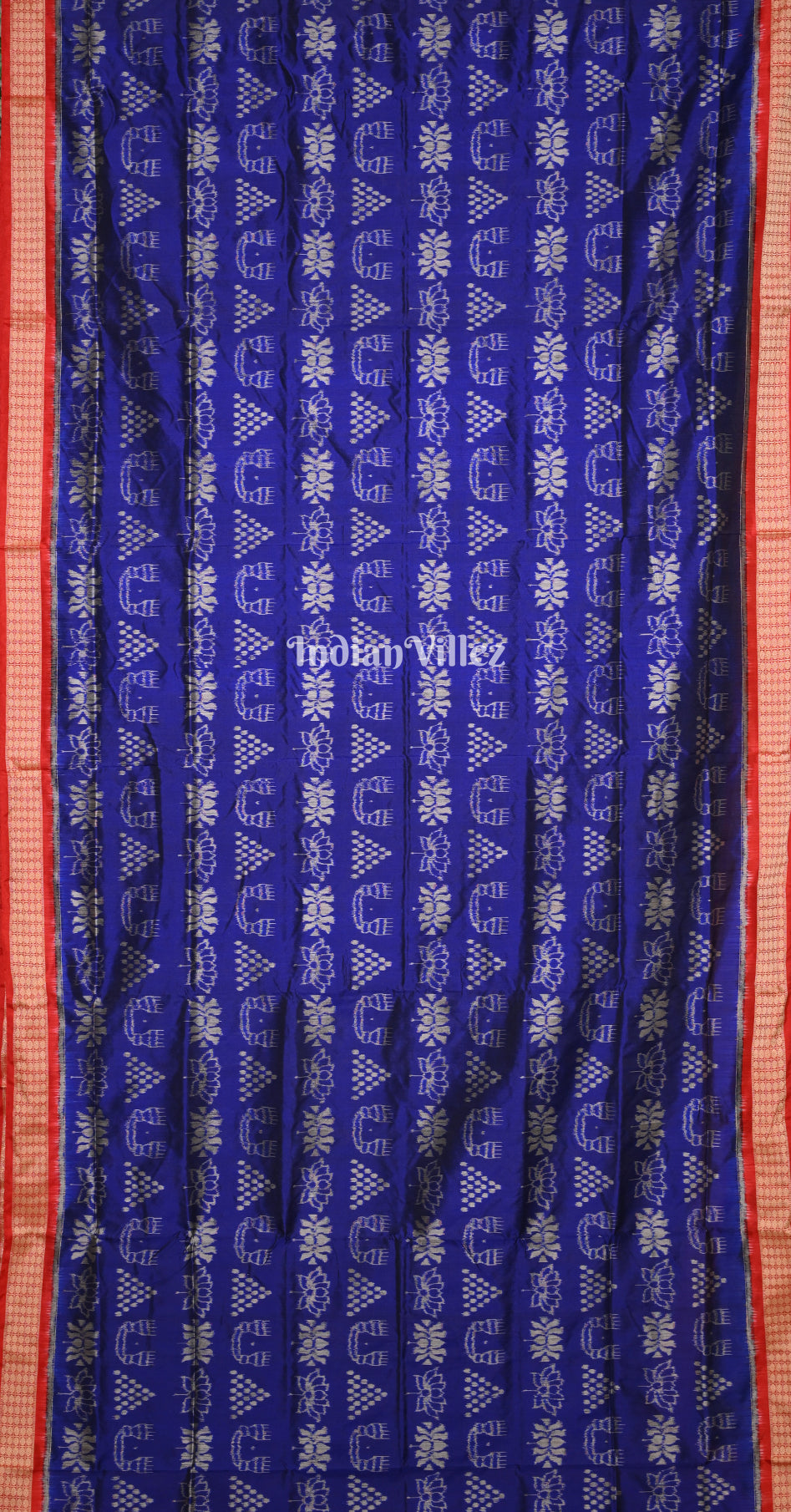 Blue Maroon Laxmi Jhoti Theme Odisha Ikat Sambalpuri Silk Saree 