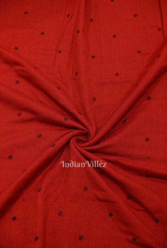 Red Floral Motif Odisha Ikat Cotton Fabric