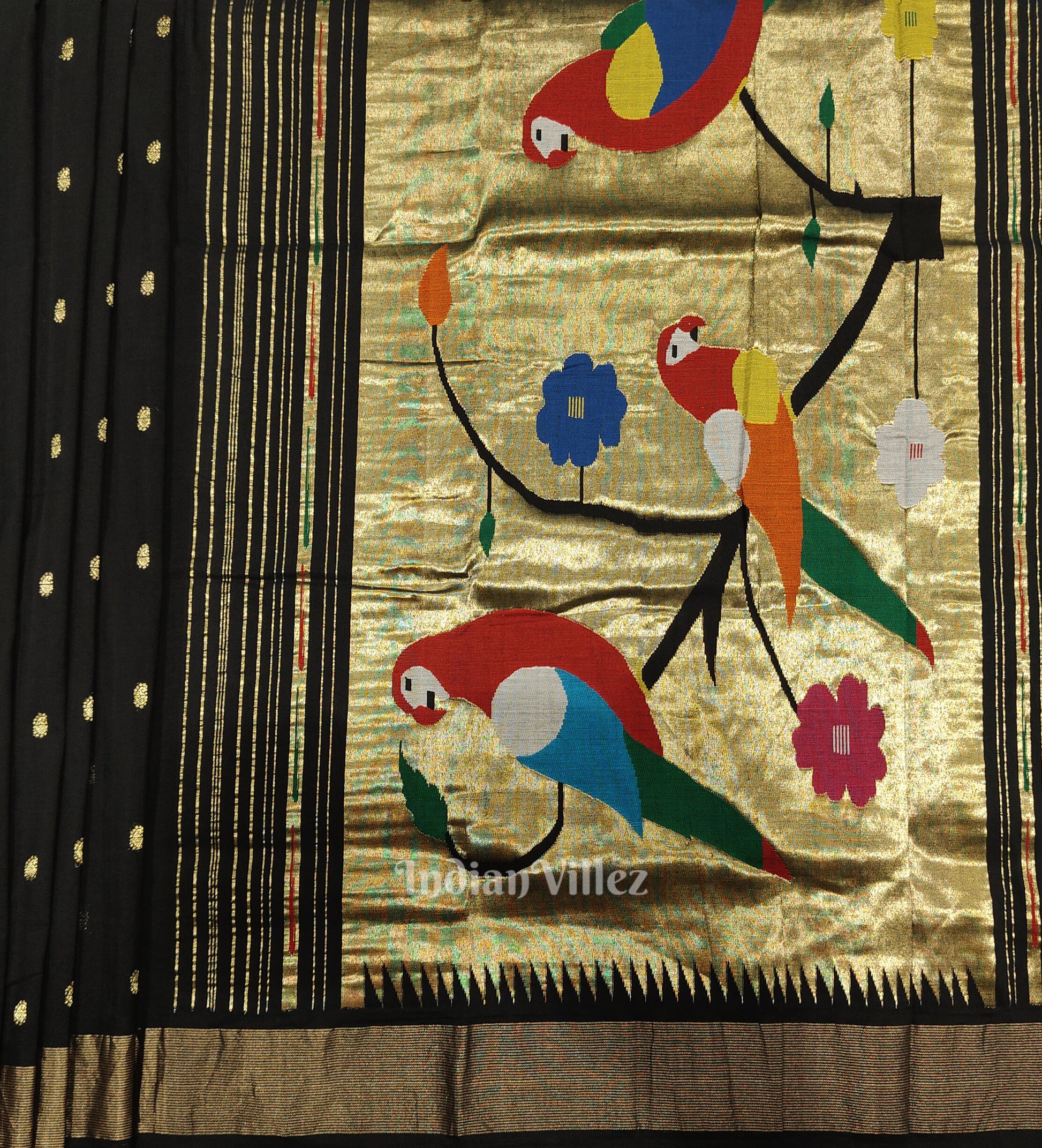 Black Rich Pallu Cotton Paithani Saree