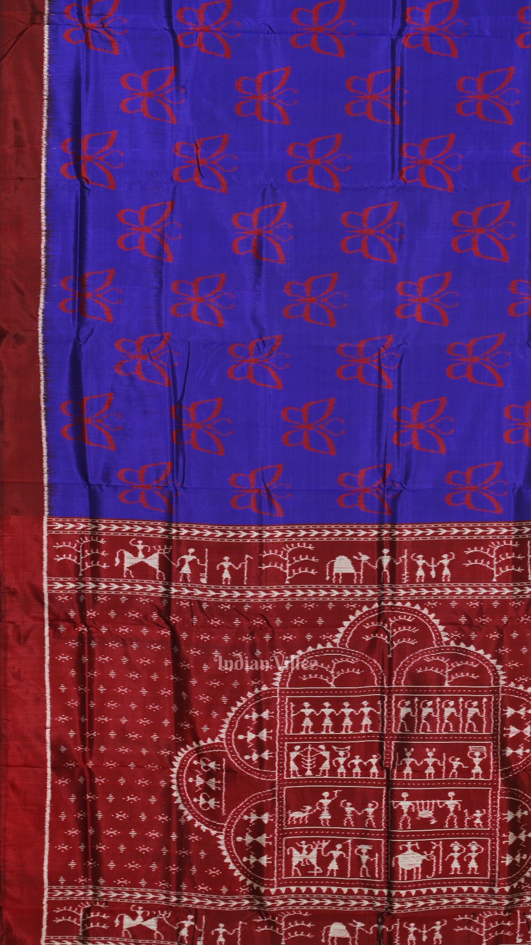 Blue Butterfly Design with Tribal Anchal Contemporary Designer Saree