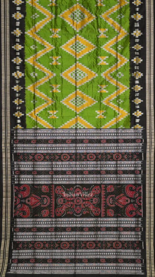 Green Black Pasapali Sambalpuri Silk Saree