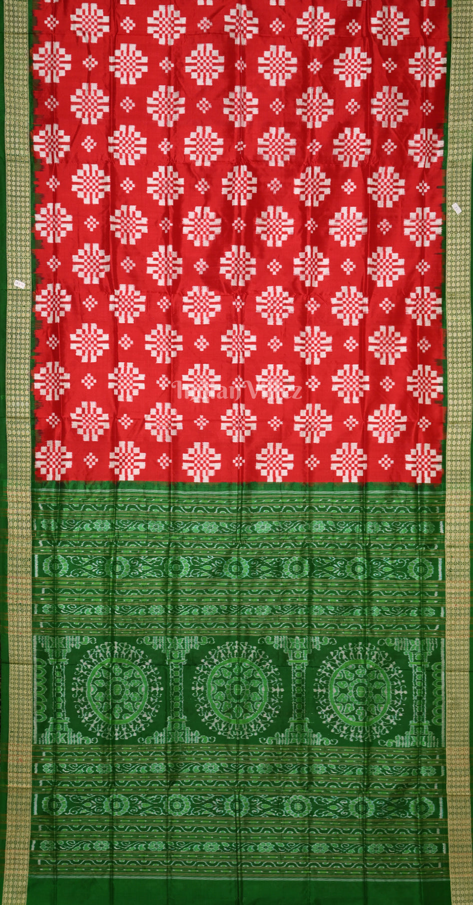 Red Green Pasapali Odisha Ikat Sambalpuri Silk Saree