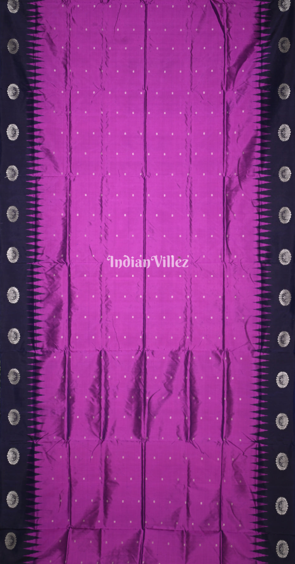 Purple Navy Blue Buti Design Odisha Ikat Bomkai Sambalpuri Silk Saree
