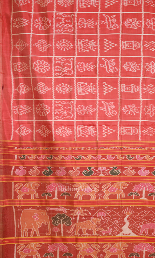 Red Nabakothi Odisha Ikat Contemporary Designer Saree