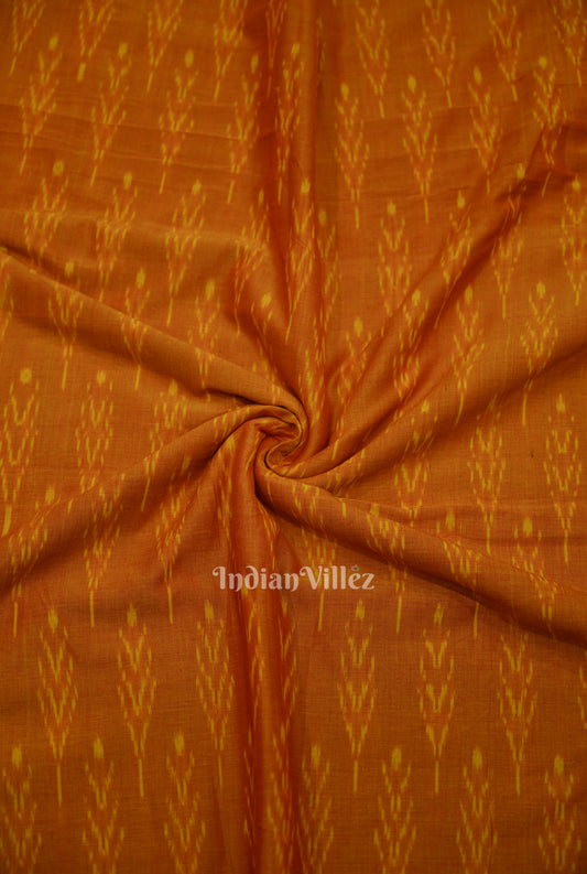  Deep Orange Geometric Pochampally Ikat Cotton Fabric 