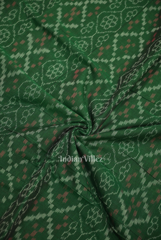 Green Flower Pasapali Sambalpuri Odisha Ikat Cotton Fabric 
