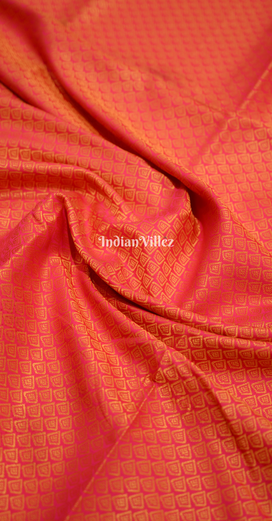 Rani Pink Orange Kanjivaram Silk Saree
