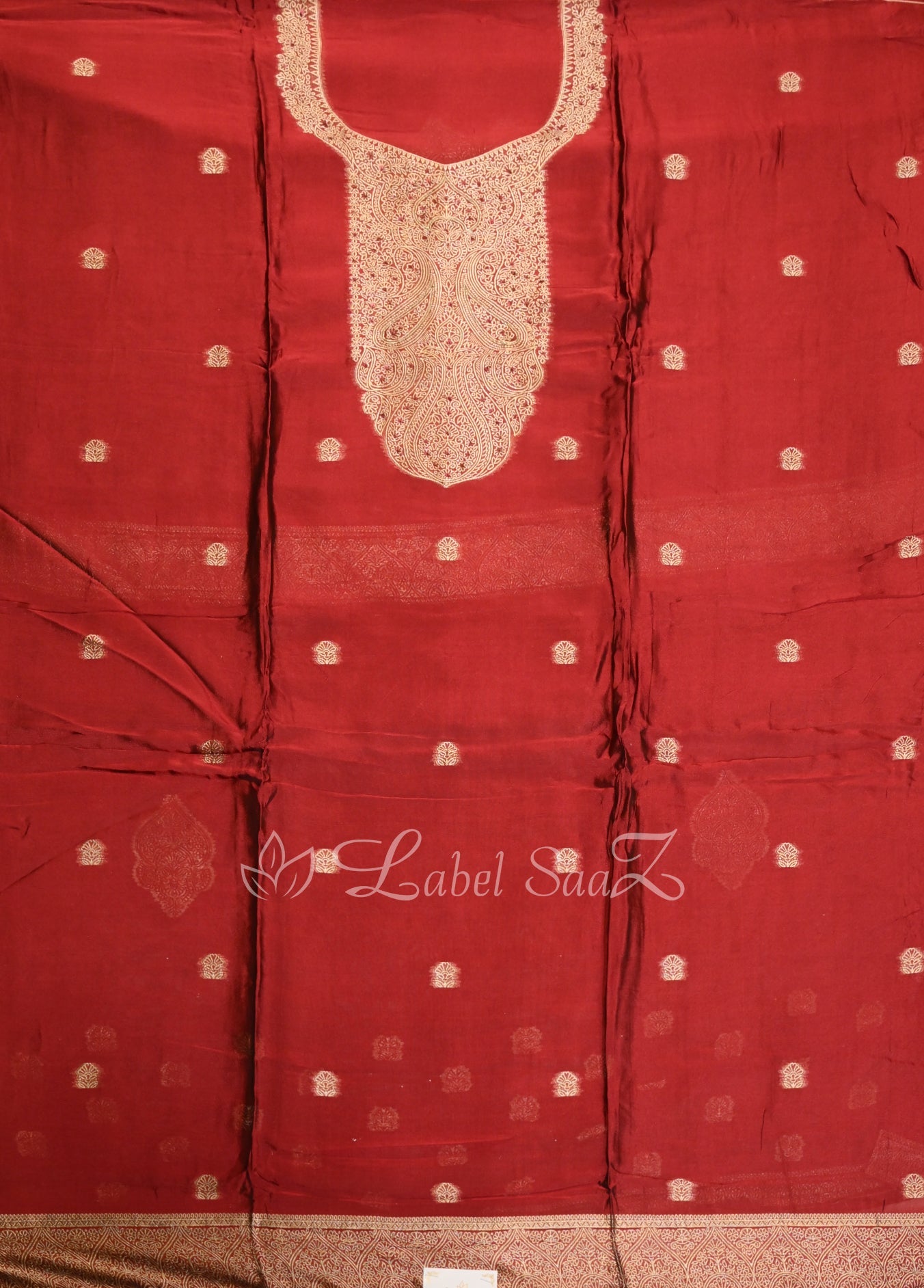 Maroon Buti Design Unstitched Salwar Suit 