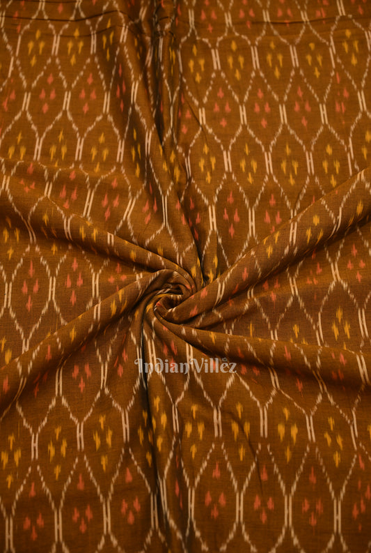Mustard Yellow Pochampally Ikat Cotton Fabric 