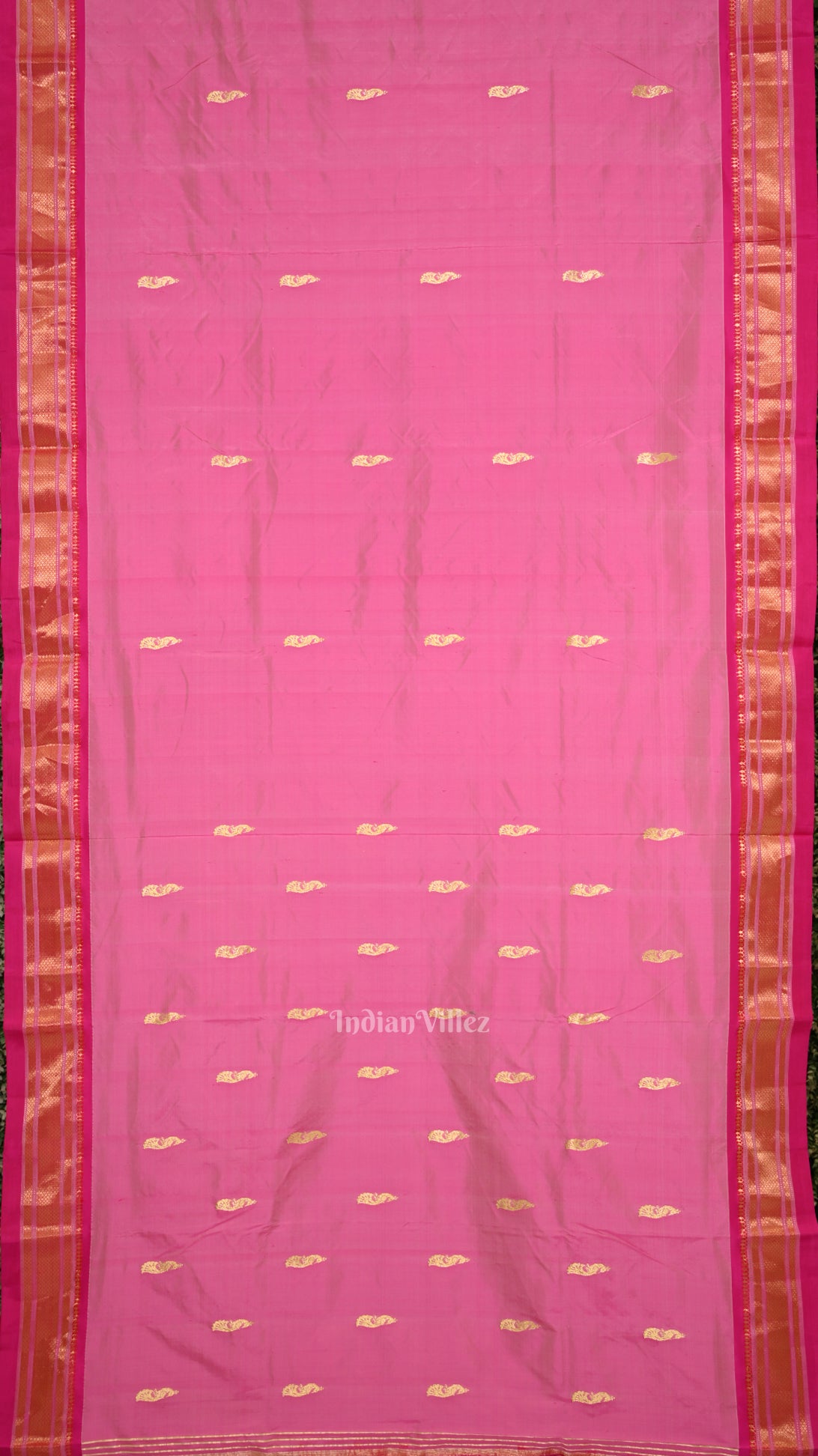 Pink Dual Tone Peacock  Parrot Pallu  Paithani Silk Saree