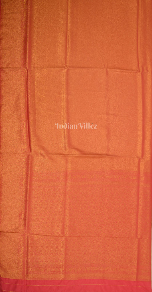 Orange Red Kanjivaram Silk Saree with Brocade Pallu 