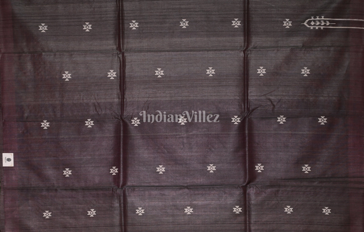 Black Gopalpur Tussar Silk Saree  Inspired by Ganjam Bomkai Theme