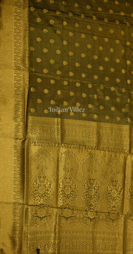 Mehndi Green Zari Base Tissue Banarasi Saree