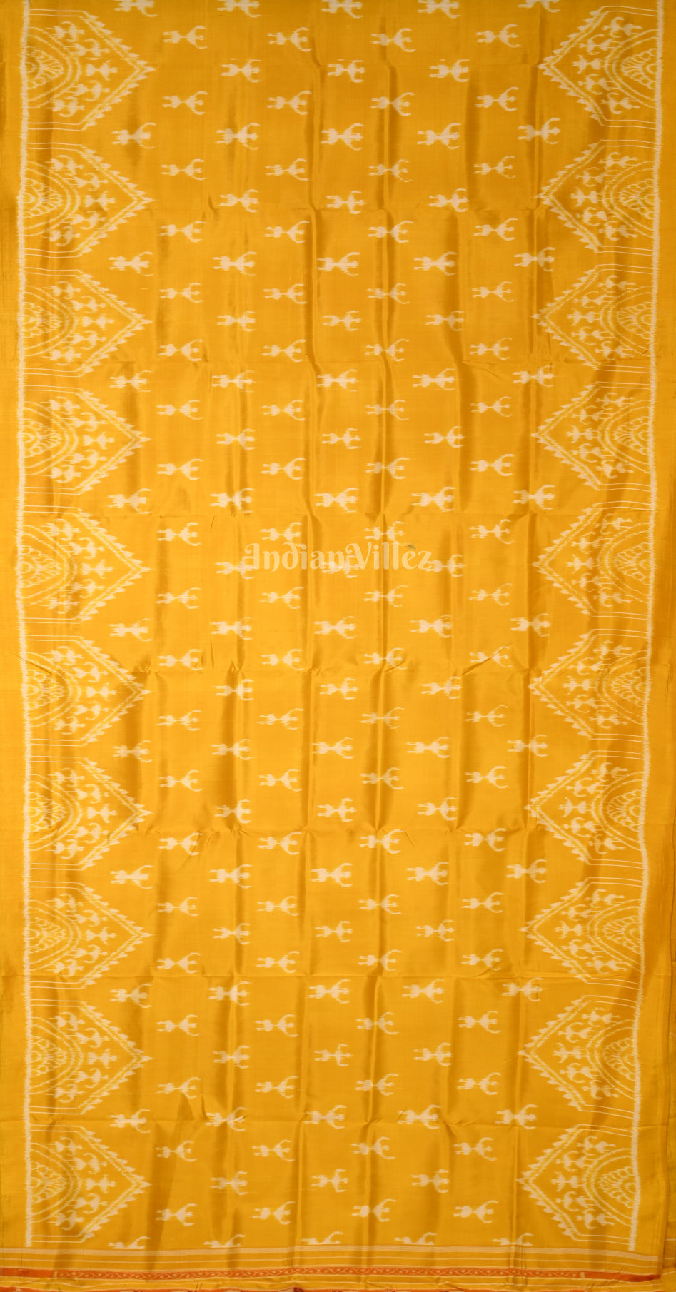 Mustard Yellow Tribal & Chita Design Contemporary Designer Silk Saree
