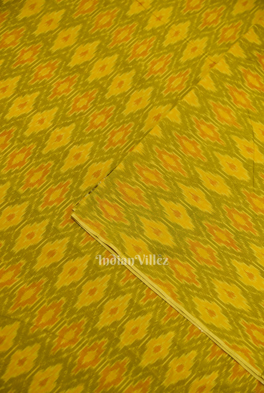 Exclusive Mehendi Green Dual Tone Pochampally Ikat Silk & Cotton (Sico) Fabric 