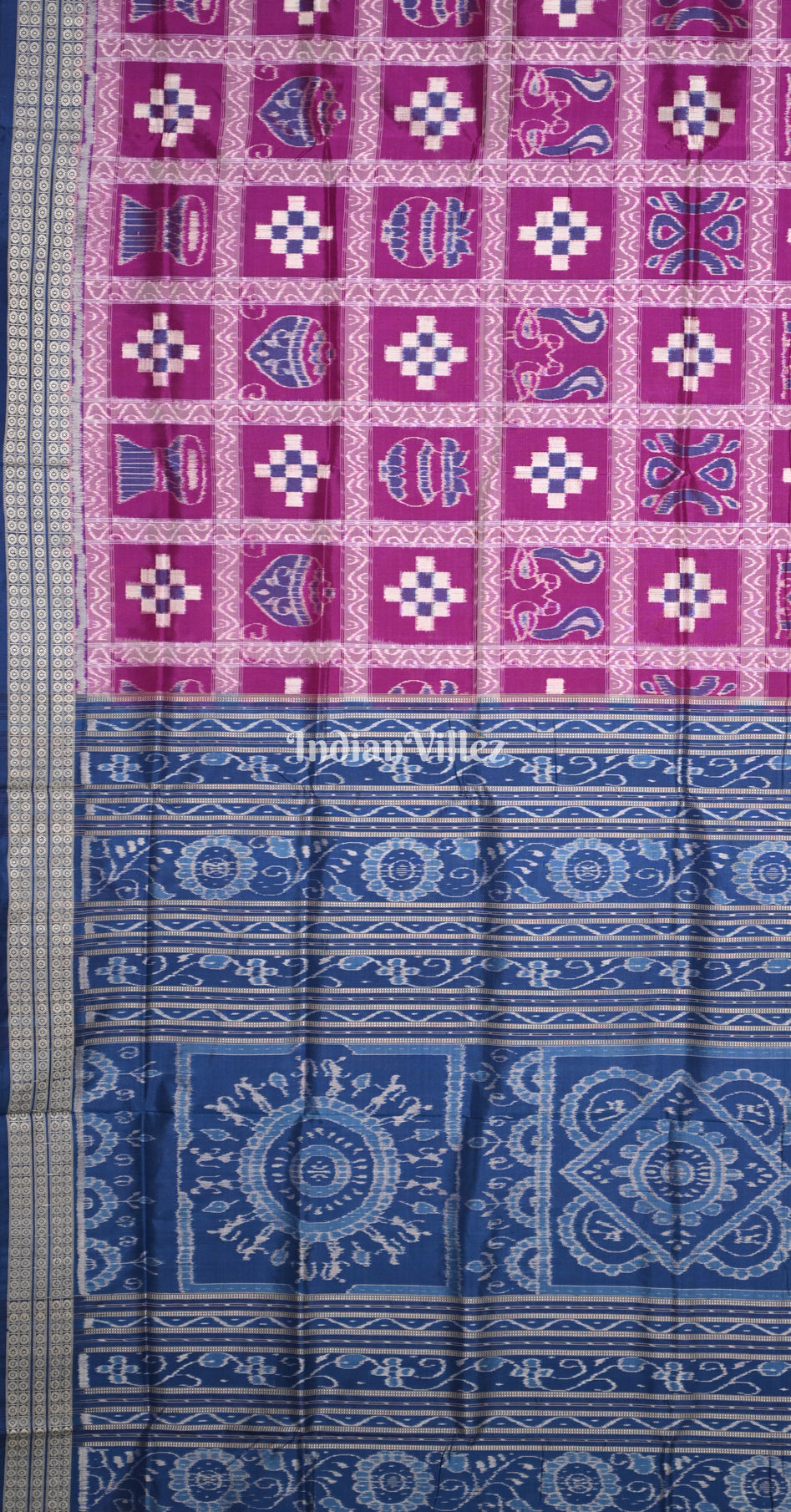 Purple Blue Nabakothi Odisha Ikat Sambalpuri Silk Saree