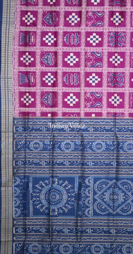 Purple Blue Nabakothi Odisha Ikat Sambalpuri Silk Saree