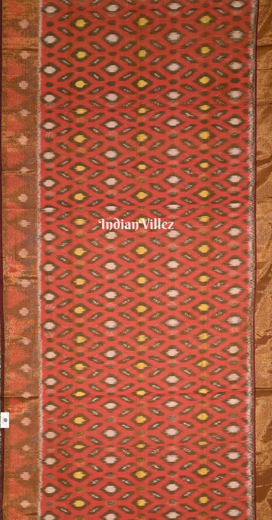 Maroon Golden Pochampally Ikat (Sico) Saree 