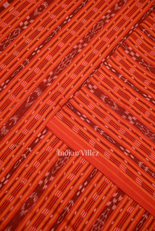 Red Stripes Sambalpuri Odisha Ikat Cotton Fabric