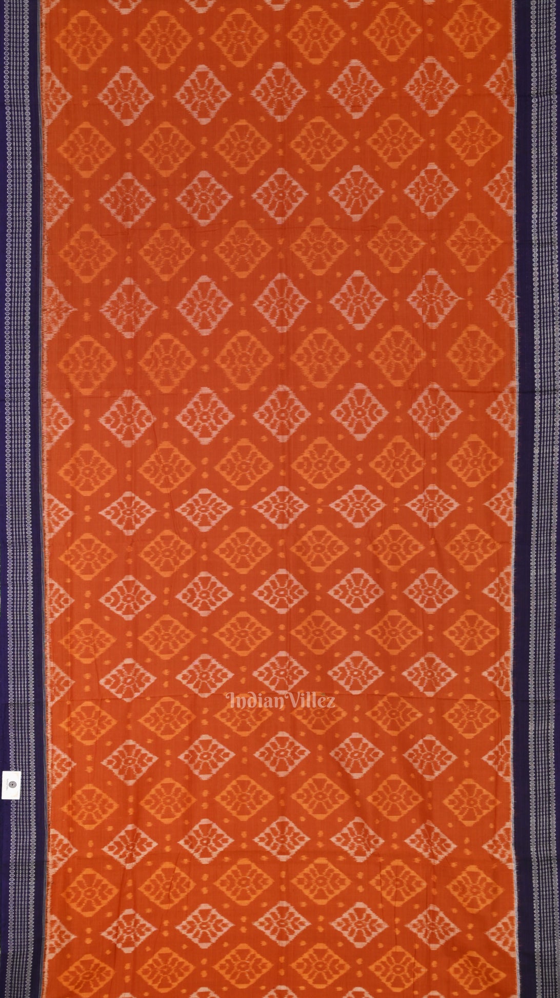 Orange Navy Blue Odisha Sambalpuri Pure Cotton Saree 