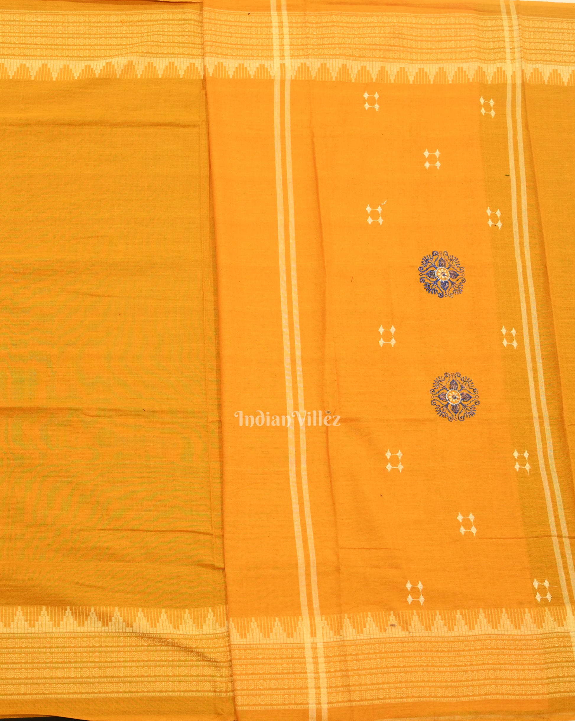 Blue yellow Sambalpuri Bomkai Cotton Dress set with Dupatta 