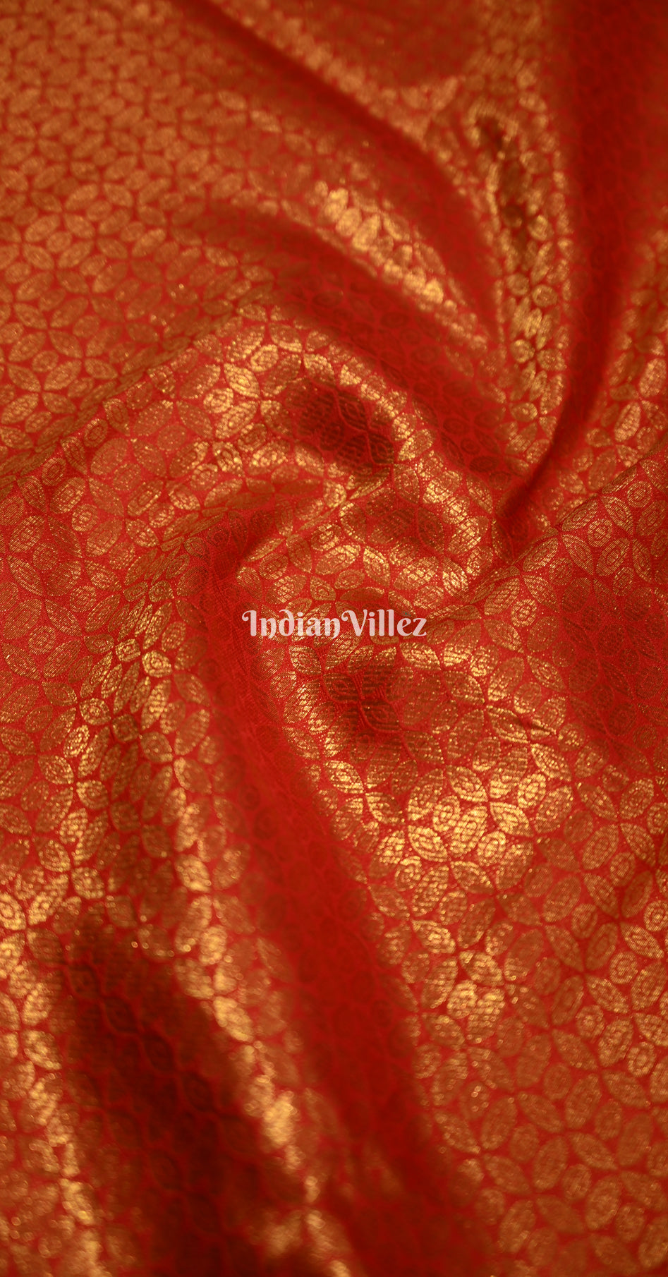 Reddish Orange Blue Kanjivaram Silk Saree