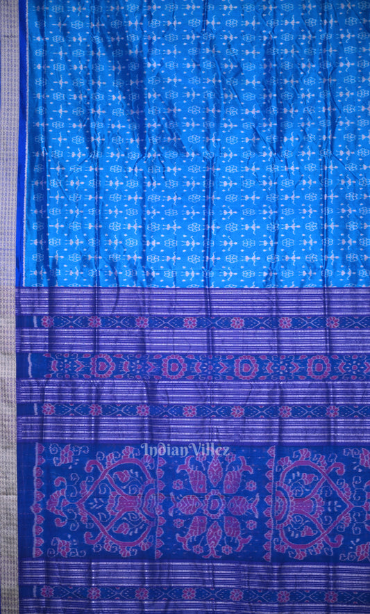 Navy Blue Tribal Theme Odisha Ikat Sambalpuri Silk Saree 