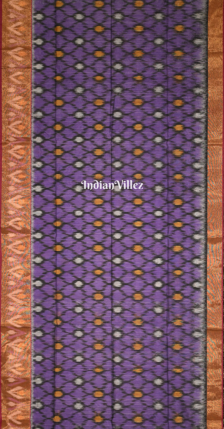 Purple Black Pochampally Ikat Silk Cotton (Sico) Saree