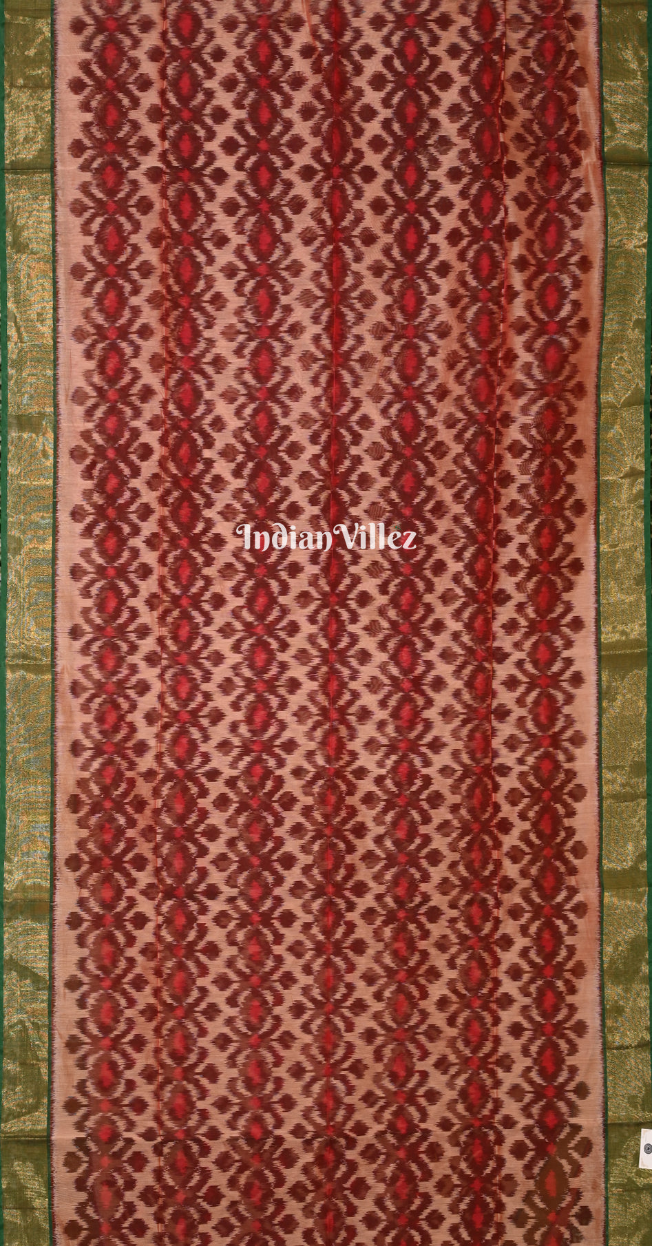 Peach Coffee Pochampally Ikat (Sico) Saree