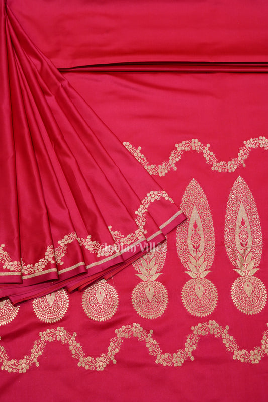  Rani Pink Soft Pure Mashru Satin Silk Banarasi Saree