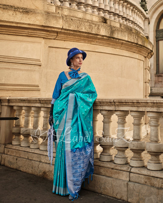 Rama Blue Kanjivaram South Soft Silk Saree